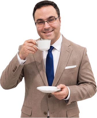 Heru drinking coffee